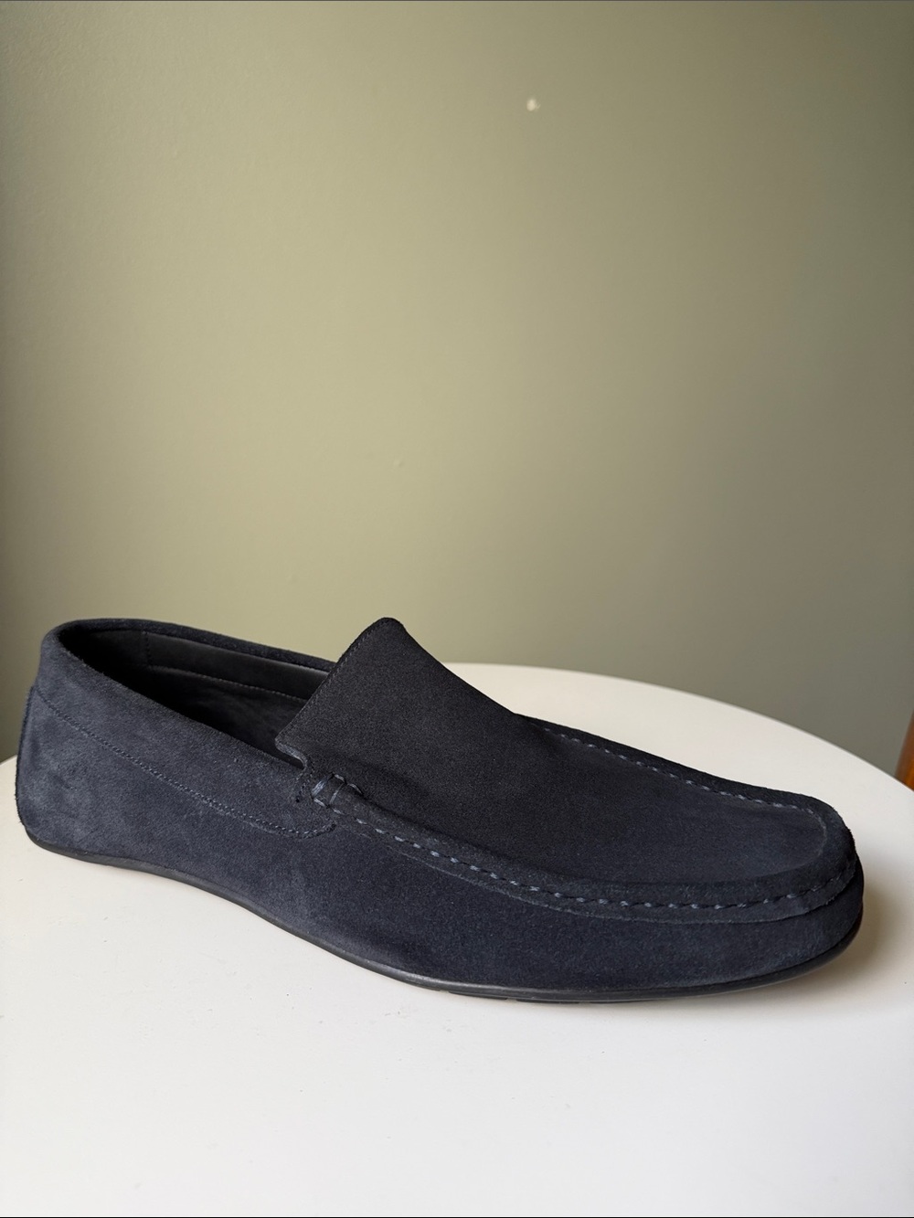 Anthony Veer Navy Suede Moc Toe Loafers Size 14 Leather Slip-On Driving Style